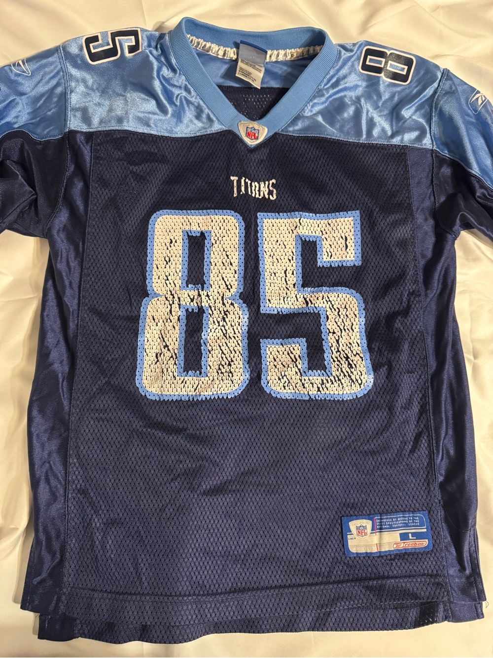 Reebok Tennessee Titans #85 Navy and Light Blue Kids Jersey